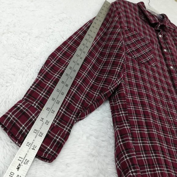 Haband Casual‎ Joe Mens Shirt Button Down Pearl Snaps Plaid Red Pockets XL - Picture 7 of 13